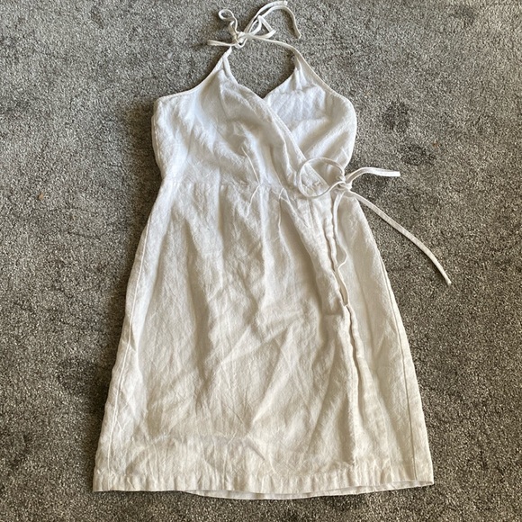 Linen Cross Over Dress - Picture 1 of 4